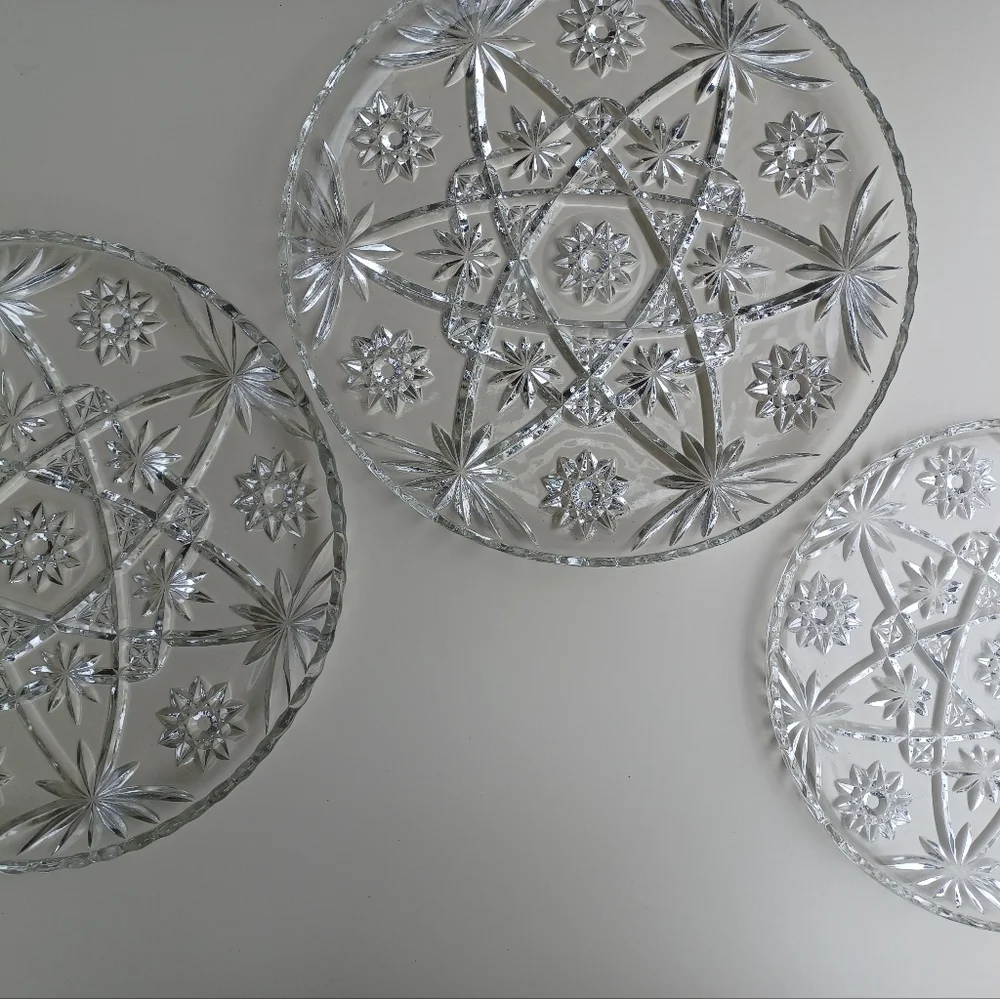 Vintage Anchor Hocking Star Of David Prescut Glass Plate 13.5" - Picture 4 of 15